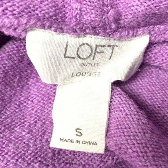 LOFT Women Long Sleeve Pullover Hooded Lounge Purple Casual Sweater Size Small - Picture 11 of 12